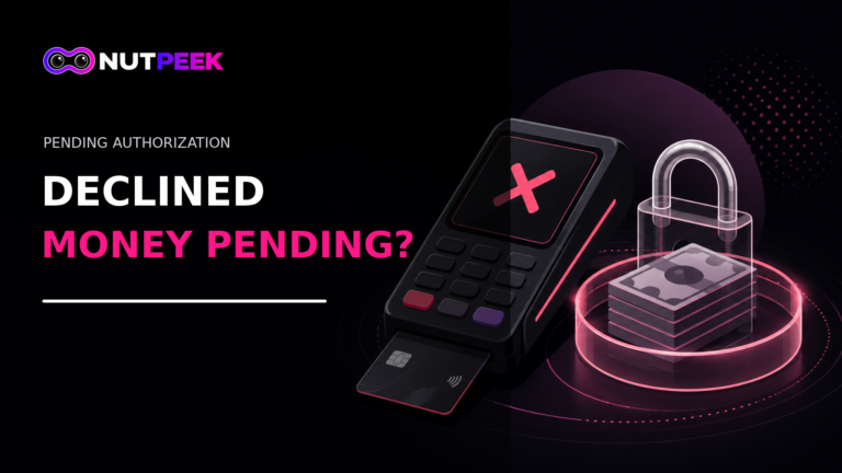Card declined illustration showing money still pending as an authorization hold