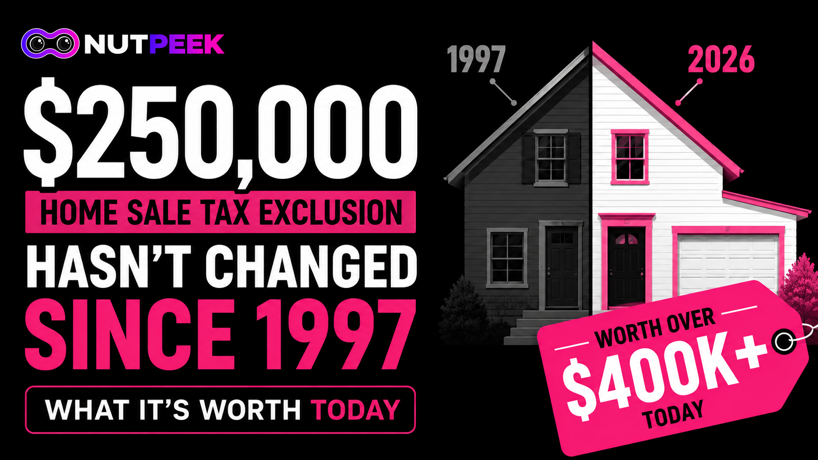 Home sale tax exclusion of $250,000 unchanged since 1997